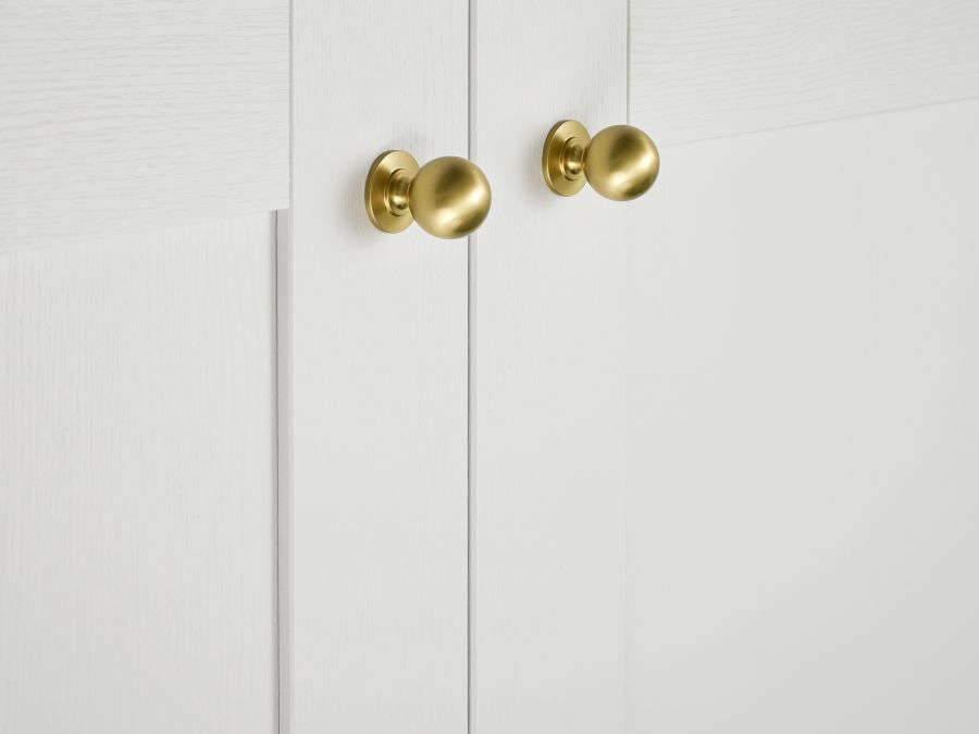 Douglas Satin Brass Knob Kitchen Handles
